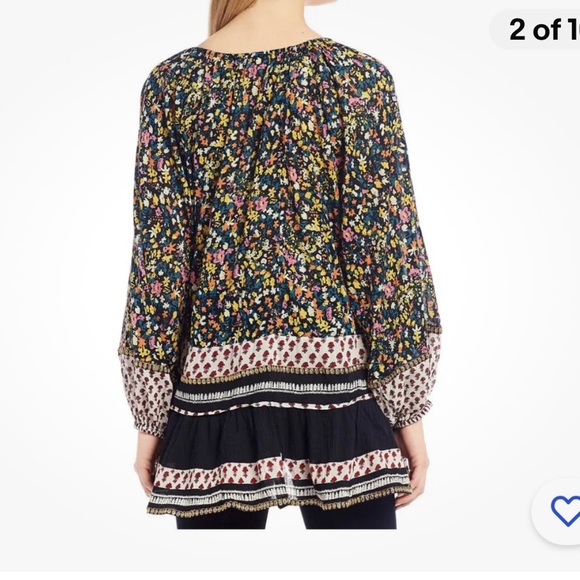 Free People Gardenia Tunic mixed print with metallic sequin trim - Picture 10 of 10